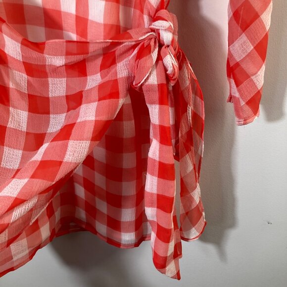 Womens Lovers & Friends Seth Gingham Mini Dress Lined Red White S NWT - Picture 6 of 10